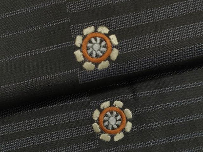 平和屋着物●上質な紬 総刺繍 片輪車文 まるやま扱い 正絹 逸品 CAAR6511ze