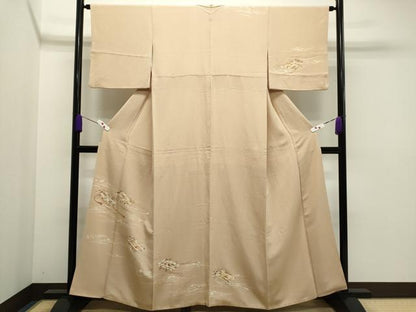 平和屋着物●銀座きしや 訪問着 駒刺繍 吉祥草花文 金彩 正絹 逸品 CAAR6519ze