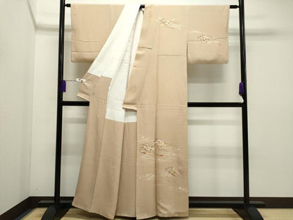 平和屋着物●銀座きしや 訪問着 駒刺繍 吉祥草花文 金彩 正絹 逸品 CAAR6519ze