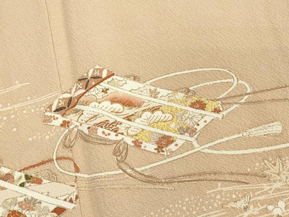 平和屋着物●銀座きしや 訪問着 駒刺繍 吉祥草花文 金彩 正絹 逸品 CAAR6519ze