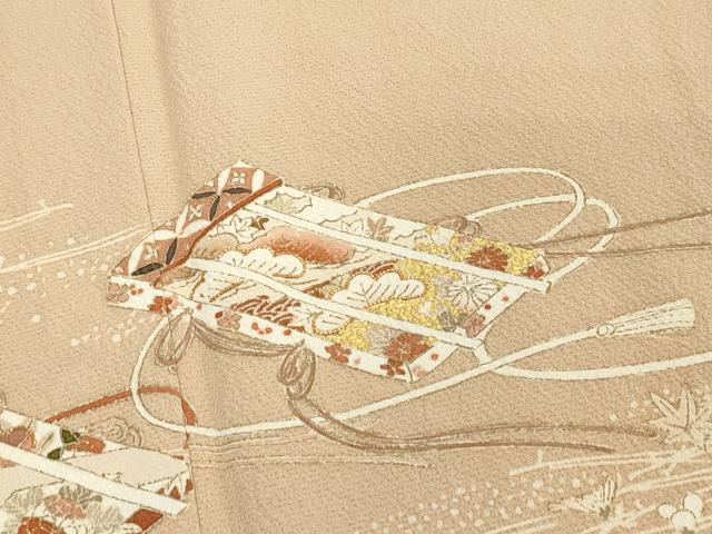 平和屋着物●銀座きしや 訪問着 駒刺繍 吉祥草花文 金彩 正絹 逸品 CAAR6519ze