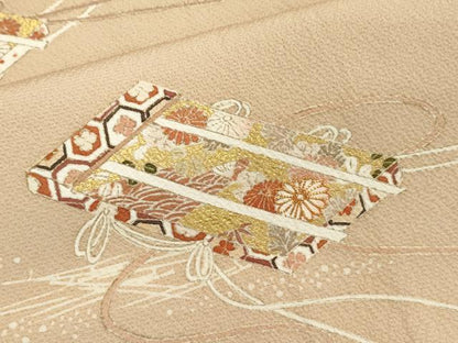 平和屋着物●銀座きしや 訪問着 駒刺繍 吉祥草花文 金彩 正絹 逸品 CAAR6519ze