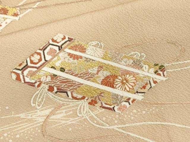 平和屋着物●銀座きしや 訪問着 駒刺繍 吉祥草花文 金彩 正絹 逸品 CAAR6519ze