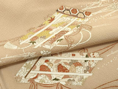 平和屋着物●銀座きしや 訪問着 駒刺繍 吉祥草花文 金彩 正絹 逸品 CAAR6519ze