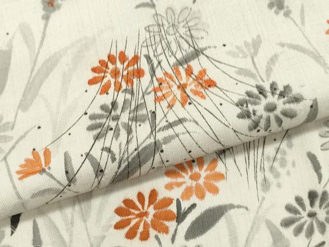 平和屋着物●訪問着　紬地　手描き　草花文　正絹　逸品　CAAR6522ze