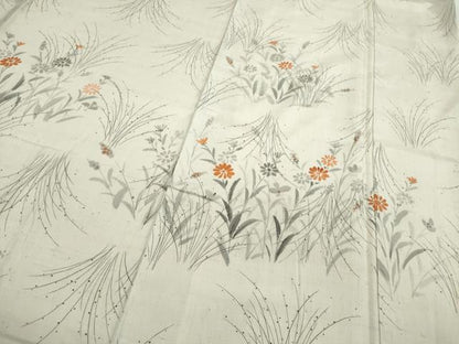 平和屋着物●訪問着　紬地　手描き　草花文　正絹　逸品　CAAR6522ze