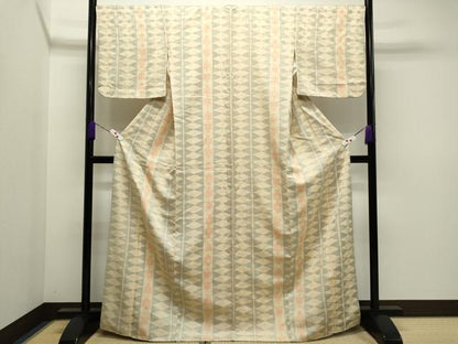 平和屋着物●上質な紬　吉祥菱間道　正絹　逸品　CAAR6529ze