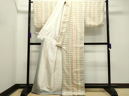 平和屋着物●上質な紬　吉祥菱間道　正絹　逸品　CAAR6529ze