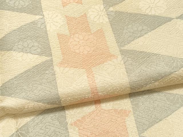 平和屋着物●上質な紬　吉祥菱間道　正絹　逸品　CAAR6529ze