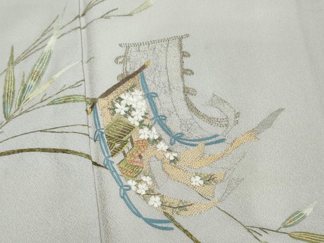 平和屋着物●訪問着 作家物 総刺繍 誰が袖笹文 金銀糸 正絹 逸品 CAAR6531ze