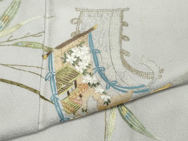 平和屋着物●訪問着 作家物 総刺繍 誰が袖笹文 金銀糸 正絹 逸品 CAAR6531ze