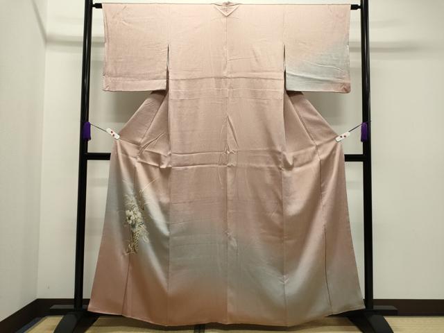 平和屋着物●訪問着 杢目絞り 陶器枝花文 暈し染め 金彩 正絹 逸品 CAAR6541ze