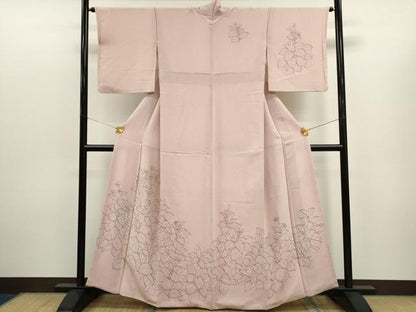 平和屋着物●訪問着 手描き 枝花文 鬼しぼ縮緬 正絹 逸品 CAAR6553ze