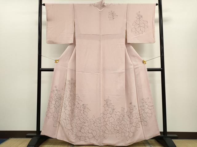 平和屋着物●訪問着 手描き 枝花文 鬼しぼ縮緬 正絹 逸品 CAAR6553ze