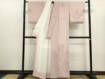 平和屋着物●訪問着 手描き 枝花文 鬼しぼ縮緬 正絹 逸品 CAAR6553ze