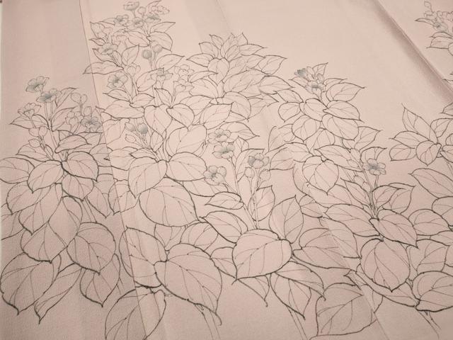 平和屋着物●訪問着 手描き 枝花文 鬼しぼ縮緬 正絹 逸品 CAAR6553ze
