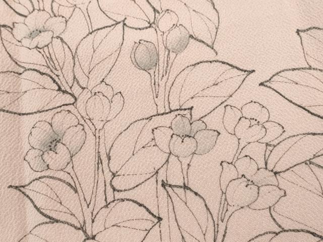 平和屋着物●訪問着 手描き 枝花文 鬼しぼ縮緬 正絹 逸品 CAAR6553ze