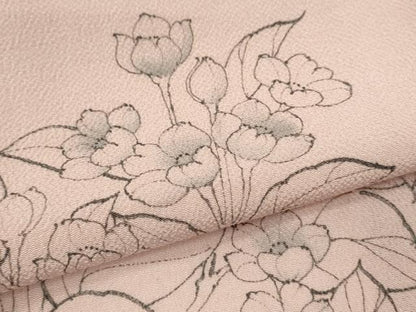 平和屋着物●訪問着 手描き 枝花文 鬼しぼ縮緬 正絹 逸品 CAAR6553ze