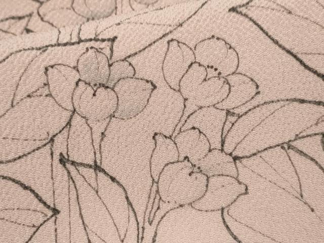 平和屋着物●訪問着 手描き 枝花文 鬼しぼ縮緬 正絹 逸品 CAAR6553ze