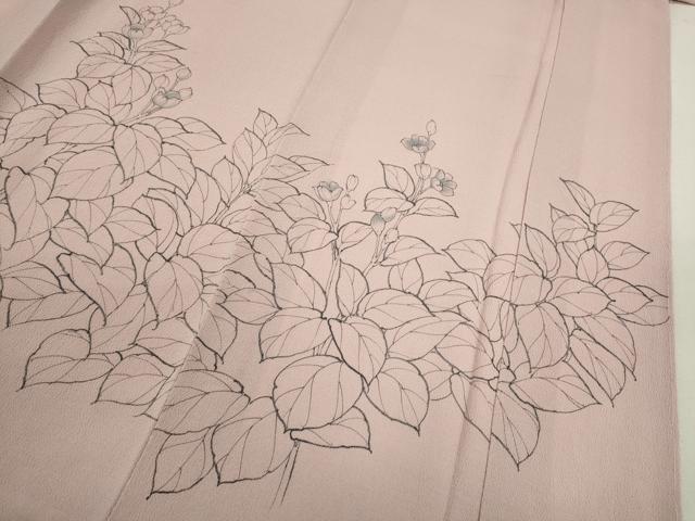平和屋着物●訪問着 手描き 枝花文 鬼しぼ縮緬 正絹 逸品 CAAR6553ze