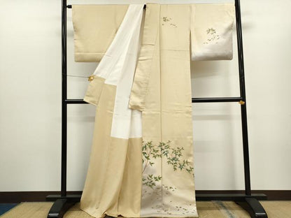 平和屋着物●漆工芸作家 金森一博 訪問着 草木文 暈し染め 金彩 正絹 逸品 CAAR6555ze