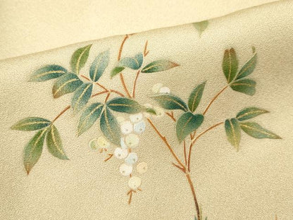 平和屋着物●漆工芸作家 金森一博 訪問着 草木文 暈し染め 金彩 正絹 逸品 CAAR6555ze
