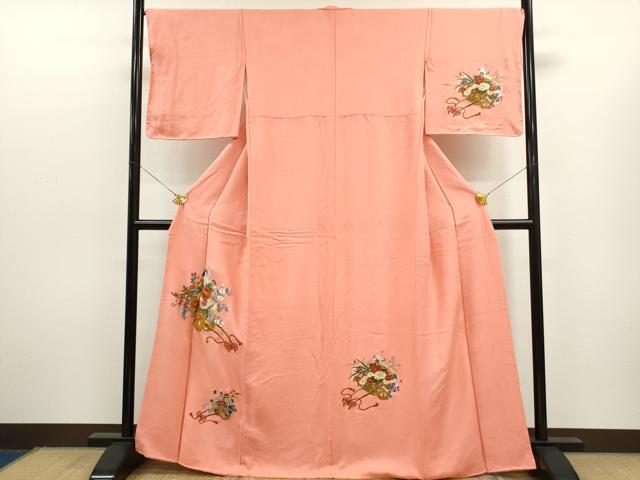 平和屋着物●訪問着 総刺繍 駒刺繍 花車文 金糸 正絹 逸品 未使用 CAAR6557ze