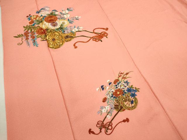 平和屋着物●訪問着 総刺繍 駒刺繍 花車文 金糸 正絹 逸品 未使用 CAAR6557ze