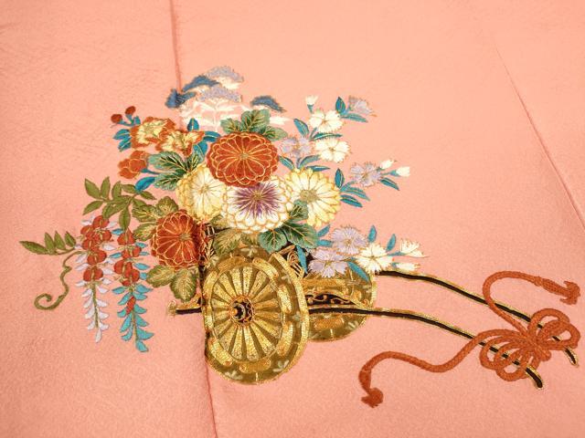 平和屋着物●訪問着 総刺繍 駒刺繍 花車文 金糸 正絹 逸品 未使用 CAAR6557ze