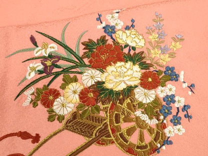 平和屋着物●訪問着 総刺繍 駒刺繍 花車文 金糸 正絹 逸品 未使用 CAAR6557ze