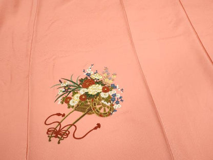 平和屋着物●訪問着 総刺繍 駒刺繍 花車文 金糸 正絹 逸品 未使用 CAAR6557ze