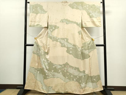 平和屋着物●訪問着 絞り 道長吉祥萩文 正絹 逸品 CAAR6563ze