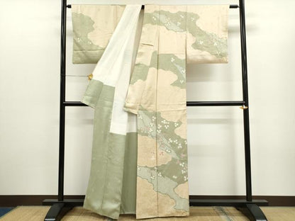 平和屋着物●訪問着 絞り 道長吉祥萩文 正絹 逸品 CAAR6563ze