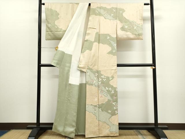 平和屋着物●訪問着 絞り 道長吉祥萩文 正絹 逸品 CAAR6563ze