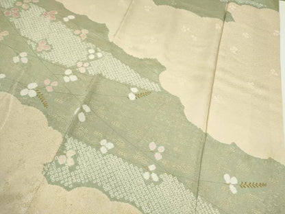 平和屋着物●訪問着 絞り 道長吉祥萩文 正絹 逸品 CAAR6563ze