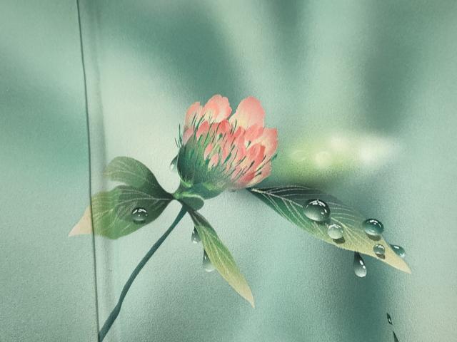 平和屋着物●訪問着 手描き 水玉 草花文 暈し染め 正絹 逸品 未使用 CAAR6564ze