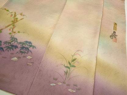 平和屋着物●紙芸創作者・横山優 和紙 訪問着 手描き 枝花文 暈し染め 正絹 逸品 CAAR6568ze
