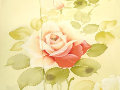 平和屋着物●訪問着　手描き　薔薇　暈し染め　金彩　正絹　逸品　CAAR6572ze