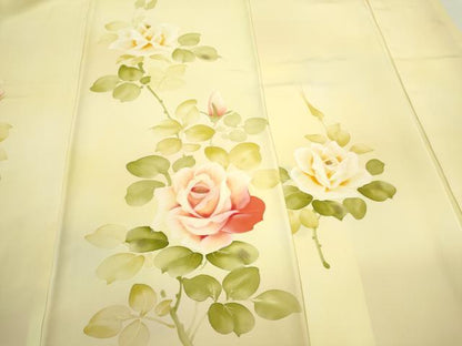 平和屋着物●訪問着　手描き　薔薇　暈し染め　金彩　正絹　逸品　CAAR6572ze
