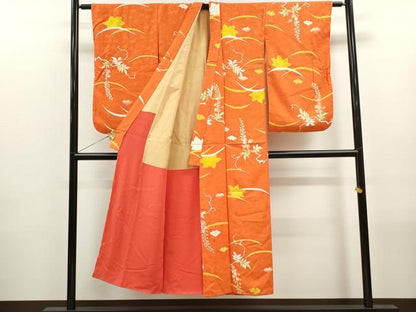 平和屋着物∵女の子　十三参り　子供　祝着・袋帯セット　枝花文　金彩　逸品　CAAR6588ze
