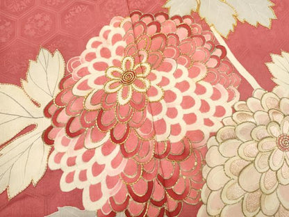 平和屋着物[]七五三　女の子　７歳　祝着　四つ身　袋帯セット　駒刺繍　枝花文　金彩　逸品　CAAR6589ze