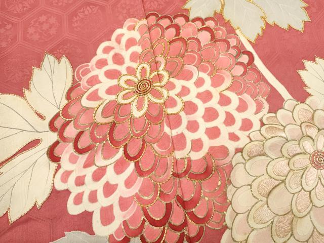 平和屋着物[]七五三　女の子　７歳　祝着　四つ身　袋帯セット　駒刺繍　枝花文　金彩　逸品　CAAR6589ze