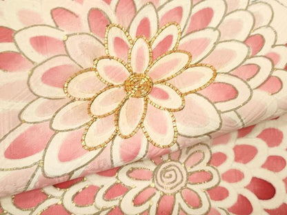 平和屋着物[]七五三　女の子　７歳　祝着　四つ身　袋帯セット　駒刺繍　枝花文　金彩　逸品　CAAR6589ze