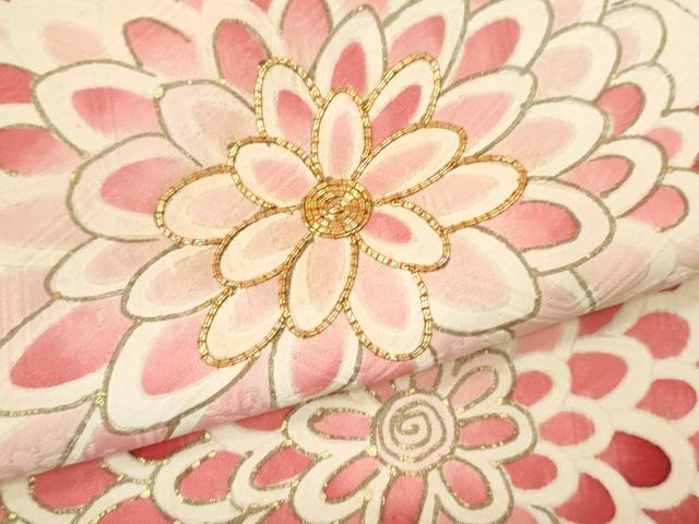 平和屋着物[]七五三　女の子　７歳　祝着　四つ身　袋帯セット　駒刺繍　枝花文　金彩　逸品　CAAR6589ze