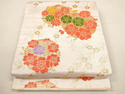平和屋着物[]七五三　女の子　７歳　祝着　四つ身　袋帯セット　駒刺繍　枝花文　金彩　逸品　CAAR6589ze