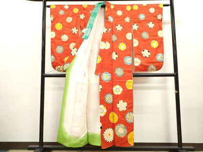 平和屋着物∵女の子 十三参り 子供 祝着・袋帯セット 舞花文 金彩 CAAR6590ze