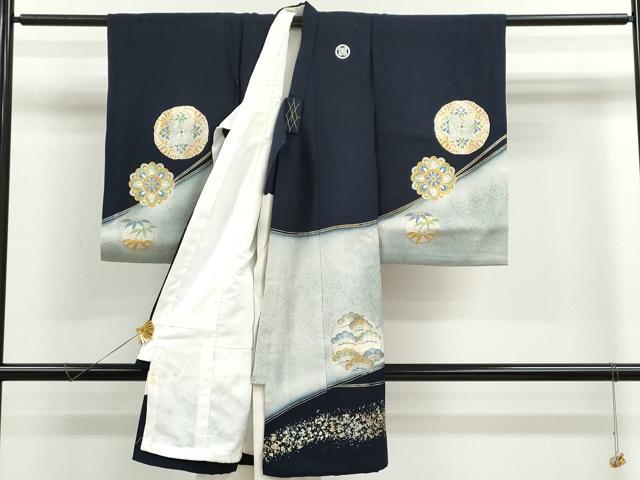 平和屋着物[]お宮参り　男の子　祝着　産着　初着　のしめ　龍　兜　松竹梅吉祥文　暈し染め　金銀彩　逸品　CAAR6604ze