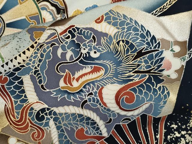 平和屋着物[]お宮参り　男の子　祝着　産着　初着　のしめ　龍　兜　松竹梅吉祥文　暈し染め　金銀彩　逸品　CAAR6604ze