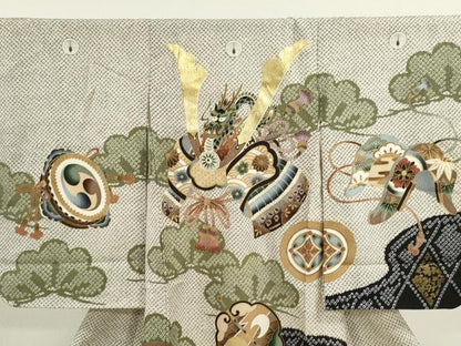 平和屋着物[]お宮参り　男の子　祝着　産着　初着　のしめ　龍　兜　吉祥松文　金彩　逸品　CAAR6609ze