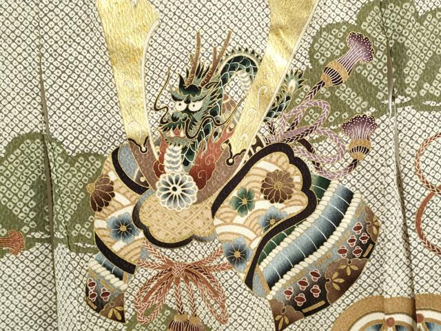 平和屋着物[]お宮参り　男の子　祝着　産着　初着　のしめ　龍　兜　吉祥松文　金彩　逸品　CAAR6609ze